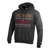 USC Trojans Men's Champion Charcoal Ugly Sweater Bear Pullover Hoodie